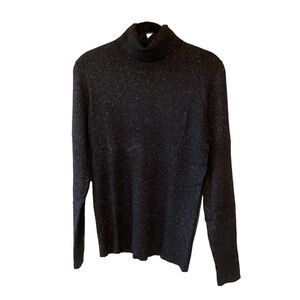 Metallic Turtleneck Sweater by Mason & Belle Size XL Black Glittery Sparkly